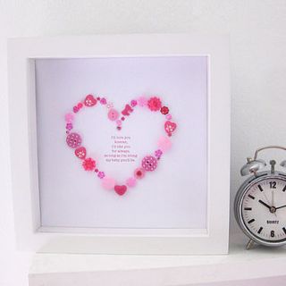 personalised love heart baby button artwork by sweet dimple