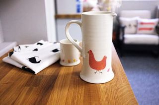 chicken and egg slim jug by fenella smith