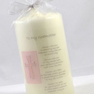 personalised godparent gift candle with verse by a touch of verse