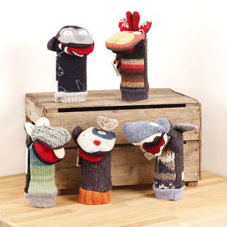 upcycled wool 'one of one' animal puppets by green tulip ethical living