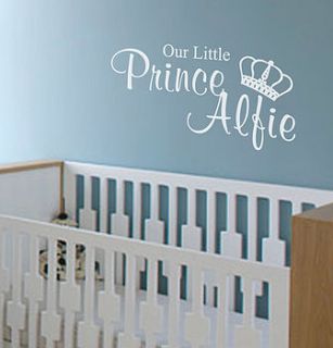 our little prince personalised wall sticker by nutmeg