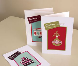 set of ten personalised retro christmas cards by brough and ready
