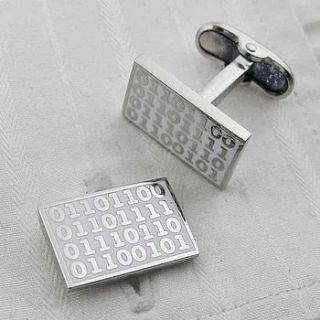 binary code 'love' cufflinks by english cufflinks