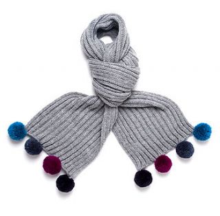 chunky knit pom pom scarf by humm alpaca knitwear