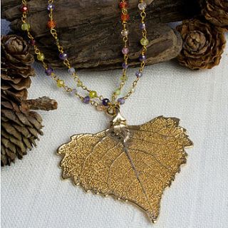 gold cotton wood leaf necklace by martha jackson