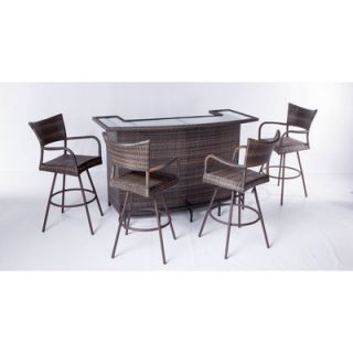 Alfresco Home Tutto All Weather Wicker 5 Piece Party Bar Set