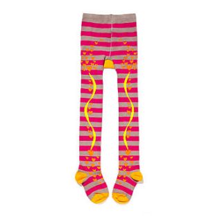 striped heart footed tights by potwells