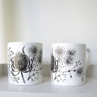 seeds and feathers china mug by linen prints