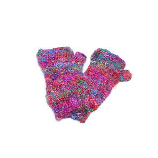 handmade recycled silk fingerless gloves by felt so good