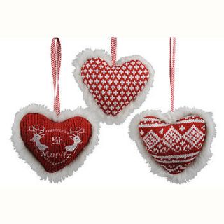 red knitted hearts by velvet brown