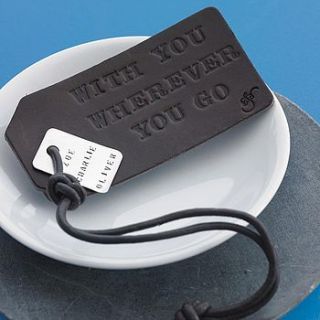personalised leather luggage tag by chambers & beau
