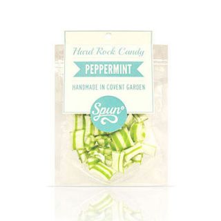 peppermint hard rock candy in a bag by spun candy