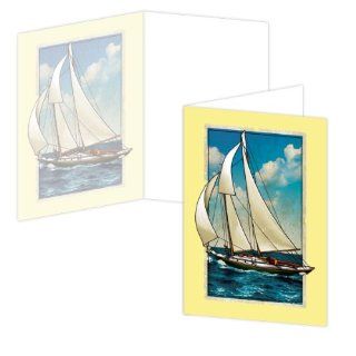 ECOeverywhere Vintage Sail Boxed Card Set, 12 Cards and Envelopes, 4 x 6 Inches, Multicolored (bc11827)  Blank Postcards 