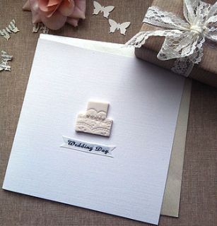 porcelain lace and pearl wedding card by abby monroe