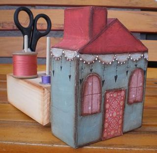 wooden house sewing tidy by the crafts house