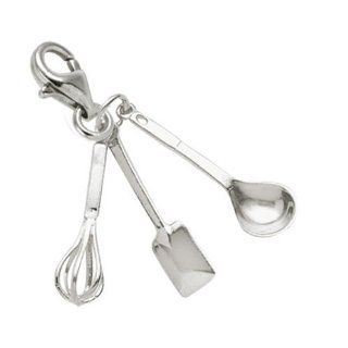 Rembrandt Charms Cooking Utensils Charm with Lobster Clasp, Sterling Silver Clasp Style Charms Jewelry