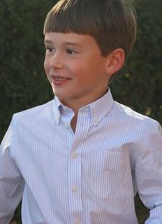 boy's sky blue and chalk stripe shirt by surguy clothing