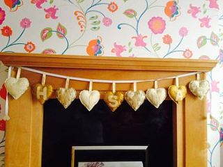 hand made gold christmas banner by eebees knits