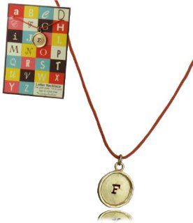 Lucky Feather Letter Initial Coin Red Cord Necklace   F Jewelry