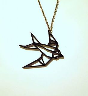 origami swallow pendant necklace by ( q u i e t l y   c r e a t i v e )