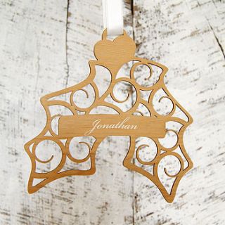 personalised holly christmas decoration by urban twist