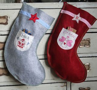 personalised wool felt christmas stocking by laura windebank