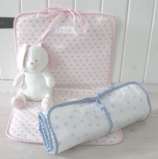 personalised baby oilcloth changing mat by lucy lilybet