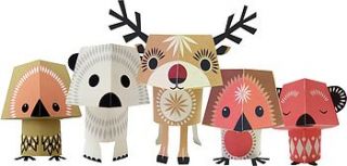 christmas creatures paper animals kit by i love retro