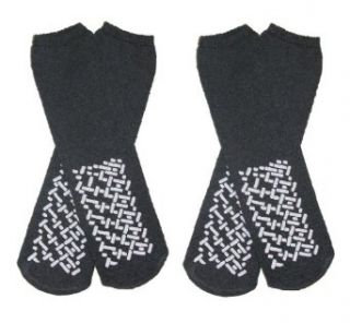 RSG 2 Pack Anti Skid Gripper Slipper Socks for Men & Women (Charcoal Grey) Slipper Socks With Grippers Clothing
