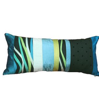 turquoise wave stripe cushion by kat boon design