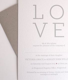 love story personalised wedding invitation by lola's paperie
