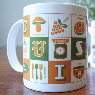 french cuisine typographic mug by susan taylor