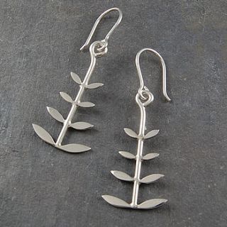 fern leaf sterling silver earrings by otis jaxon silver and gold jewellery