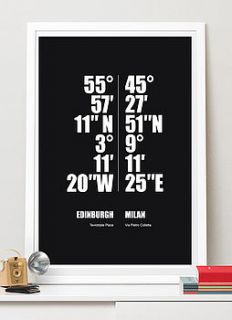 personalised double city coordinate print by i love design