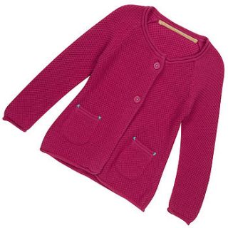 pink moss stitch cardi by piccalilly