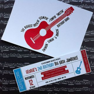 pack of ten personalised music invites by little bulldog design