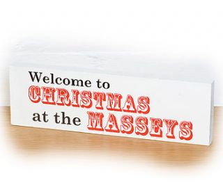 personalised christmas welcome sign by lime lace