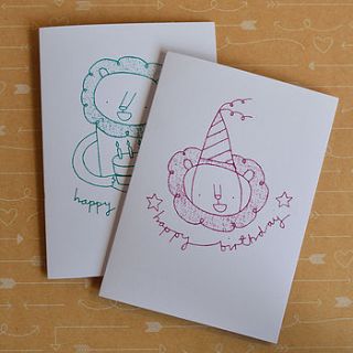 double lion two screenprinted cards by the imagination of ladysnail