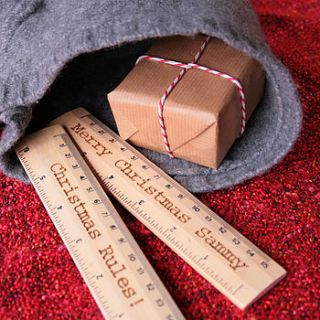 personalised christmas stocking filler rulers by cleancut wood
