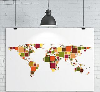squares world map print by kiaco