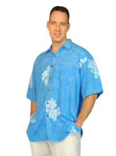 1 World Sarongs Mens Hawaiian Aloha Shirt in Hibiscus Blue Small / Medium at  Mens Clothing store