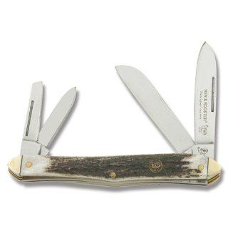Hen & Rooster Knives 234DS Swell Center Congress Pocket Knife with Genuine Stag Handles  Folding Camping Knives  Sports & Outdoors