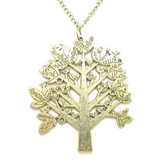 Antique Brass Colored Tree of Knowledge Pendant Necklace Jewelry