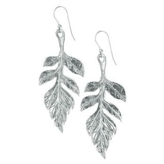 silver wild sorbus leaf earrings by chupi