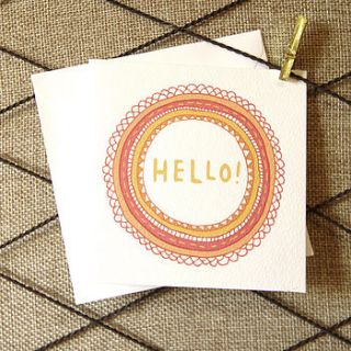 'hello' greetings card by nic farrell illustration