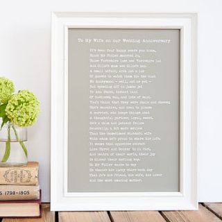 bespoke framed anniversary poem print by bespoke verse