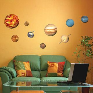 educational solar system planets wall sticker by the binary box