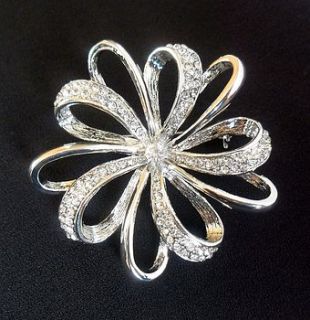 floral clear diamante brooch by yatris home and gift