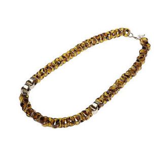 long interlinked necklace   animal print by kiki's