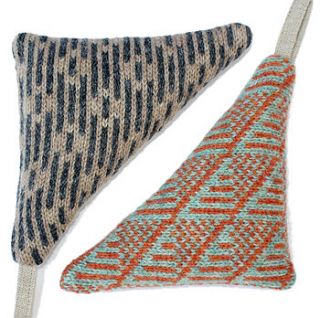 two knitted lavender bags by rose b. brown